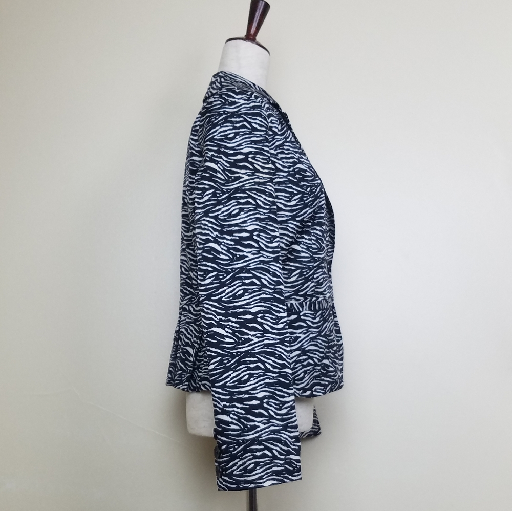 Sandro Zebra Stripe Blazer Peplum Back Sz M - Picture 3 of 5